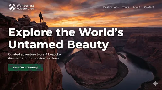 Website design mockup for an adventure travel company
