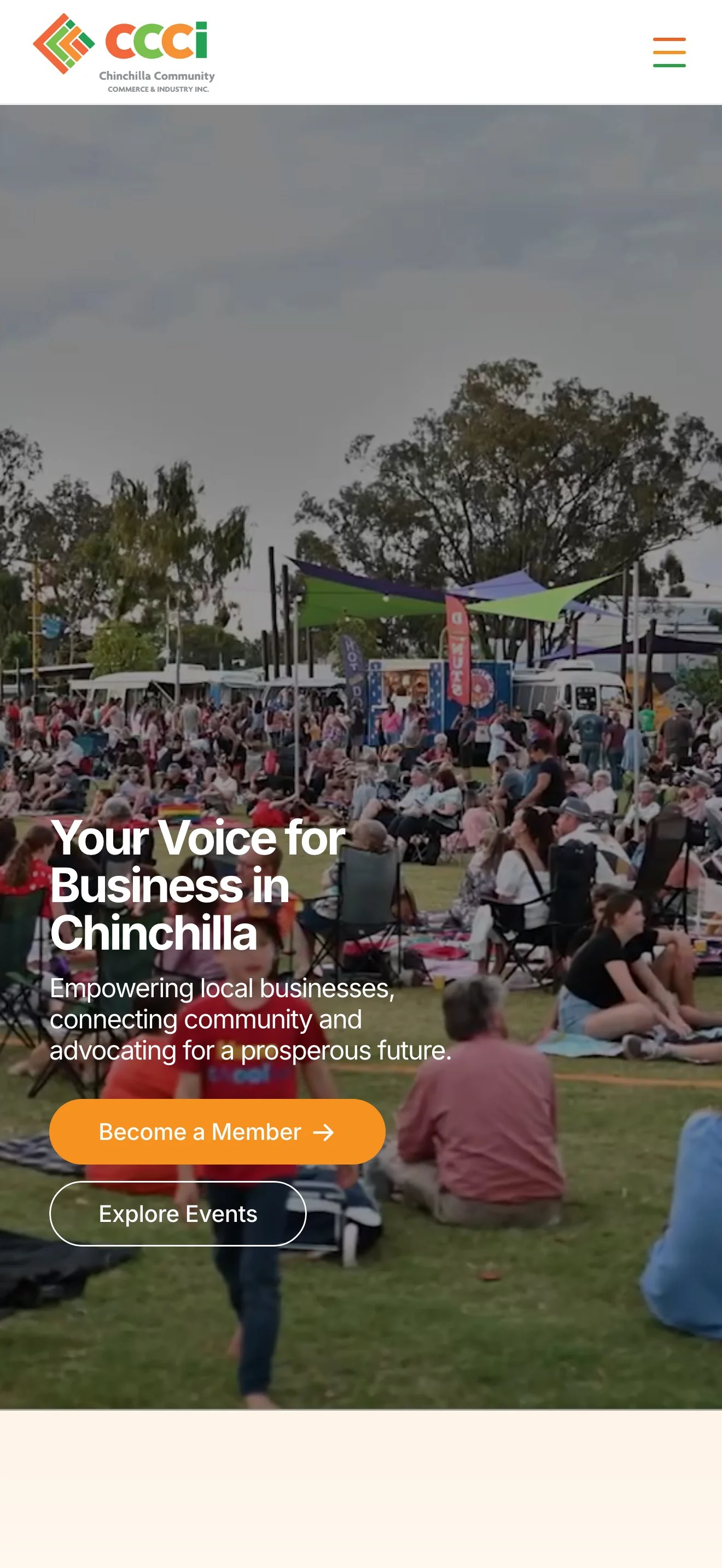 The CCCI homepage on a phone