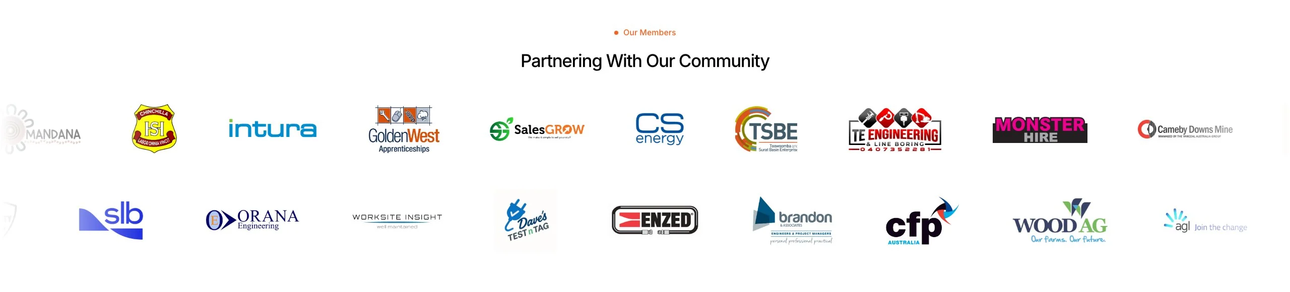 Member logos on the CCCI homepage: Partnering With Our Community