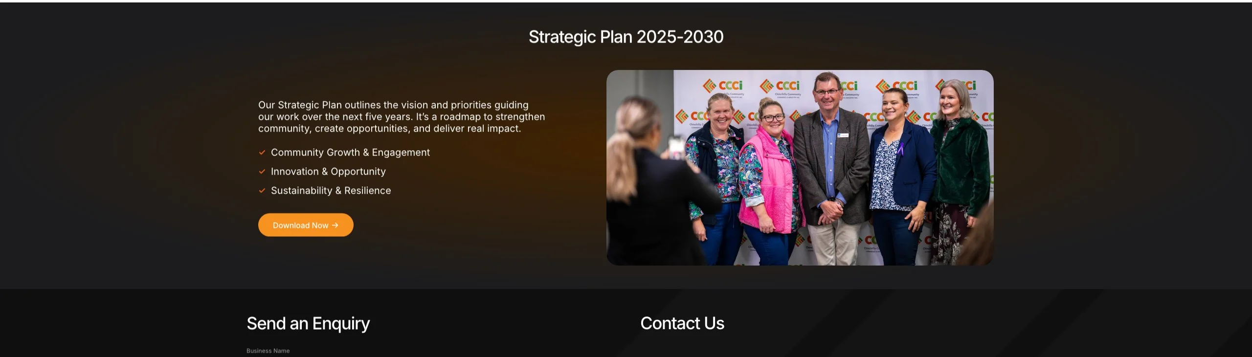 The strategic plan section on the CCCI homepage