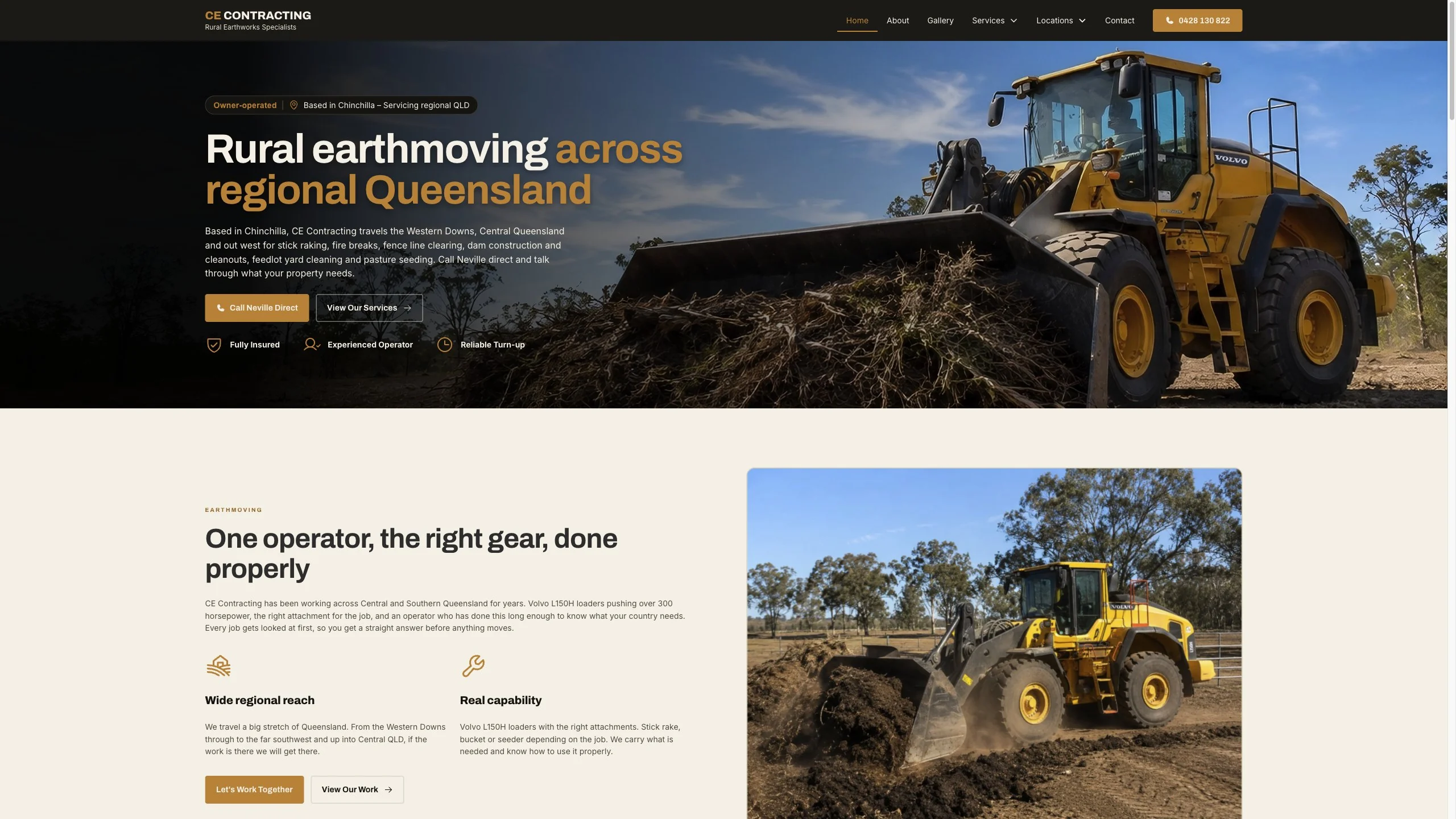 The CE Contracting homepage at cecontracting.com.au