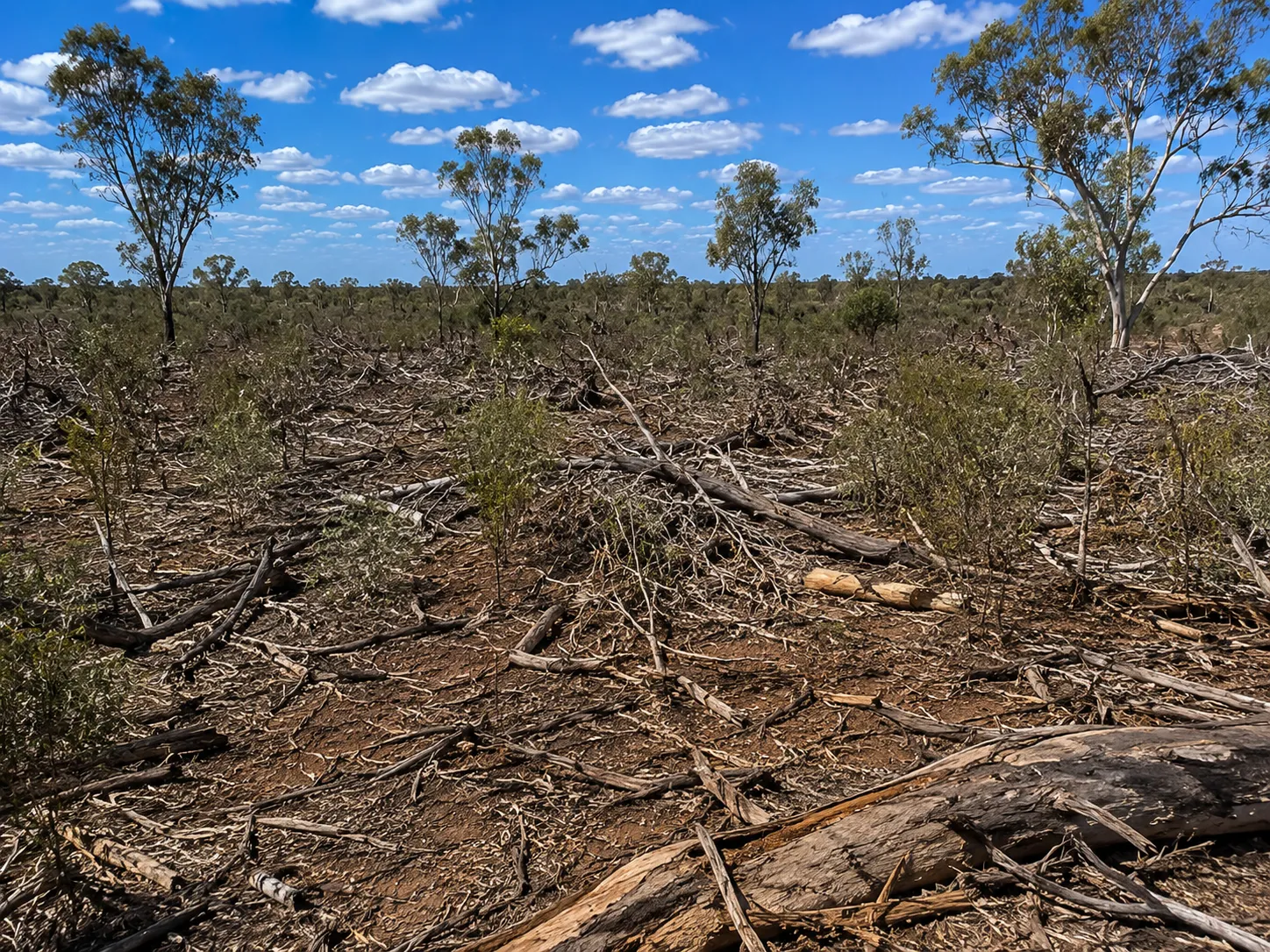 Fallen timber across a paddock