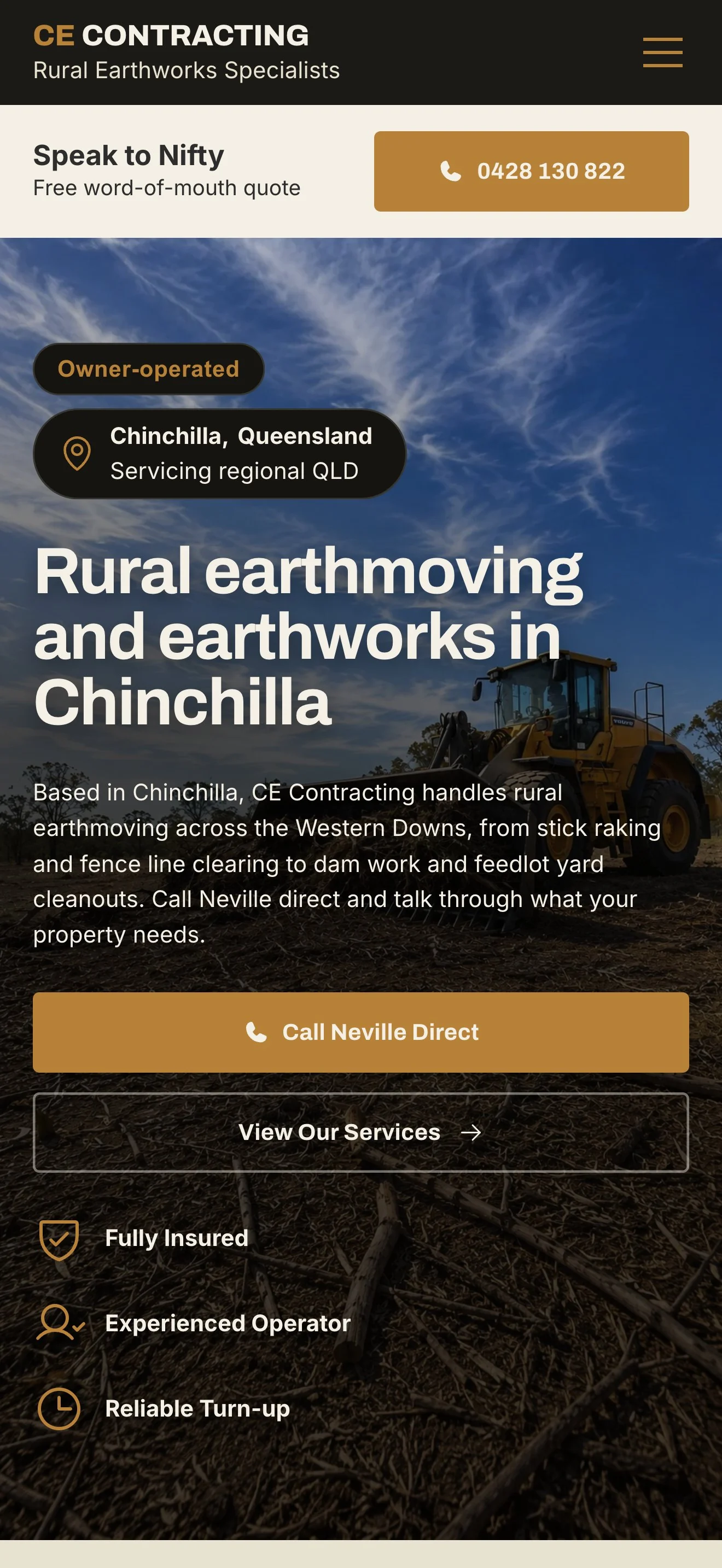 The Chinchilla area page on a phone