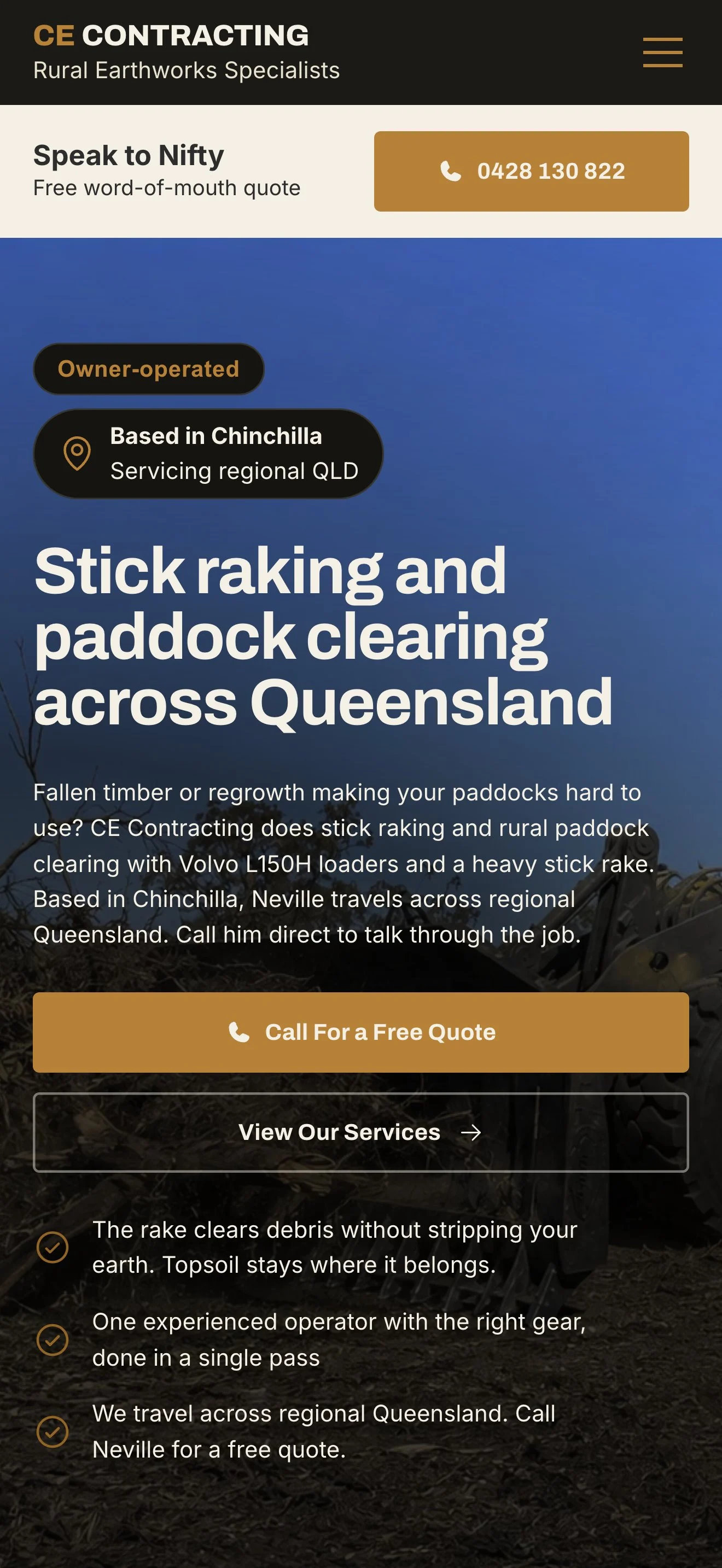 The stick raking page on a phone